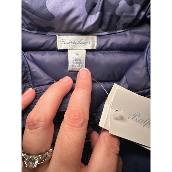 Ralph Lauren Polo blue camouflage puffer jacket infant 12m NWT - Picture 4 of 5